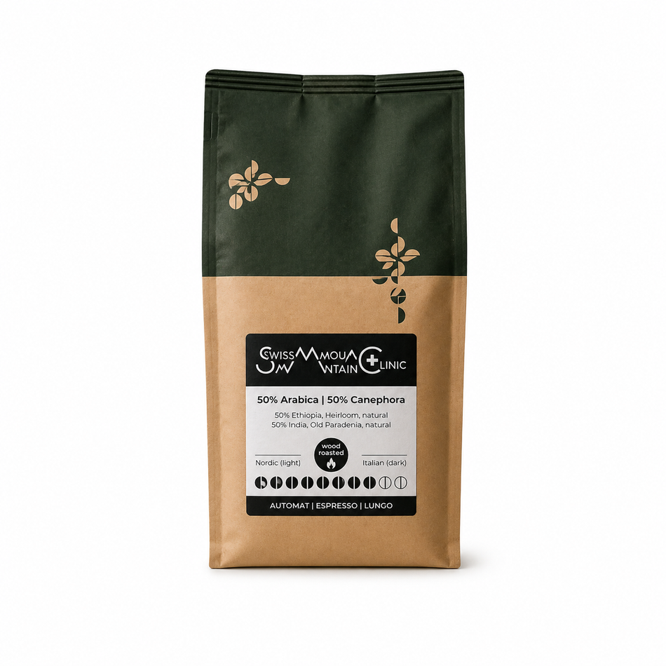 Swiss Mountain Clinic Kaffee 250 g | Holzfeuer geröstete Kaffeebohnen